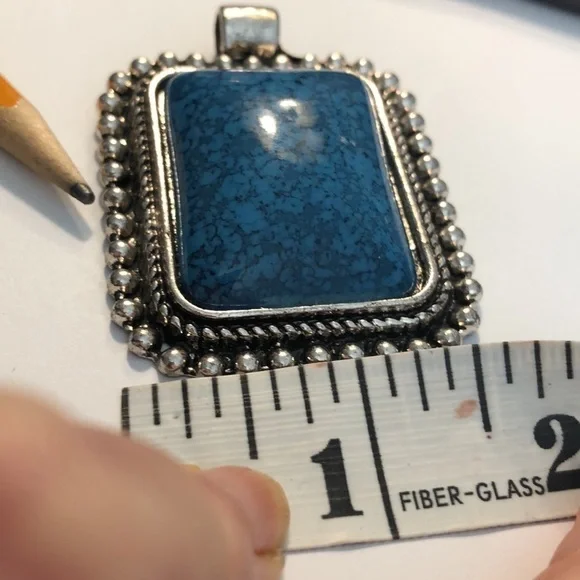 Large rectangular turquoise pendant - Picture 2 of 3